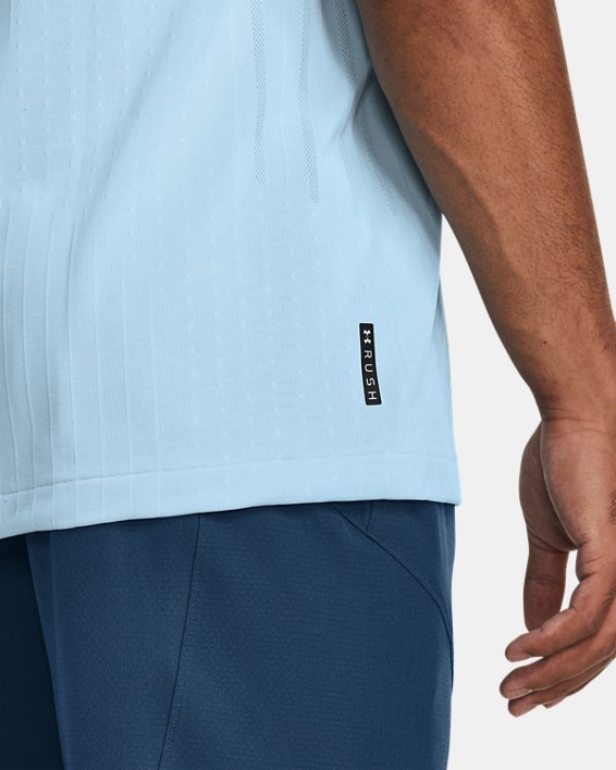Men's UA RUSH™ Seamless Short Sleeve in Blue image number 5